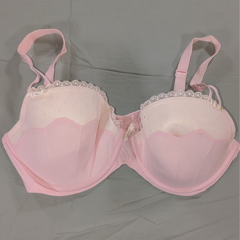 Adore Me 38C Bra Pink Lace Demi Underwire Back Closure Opaque